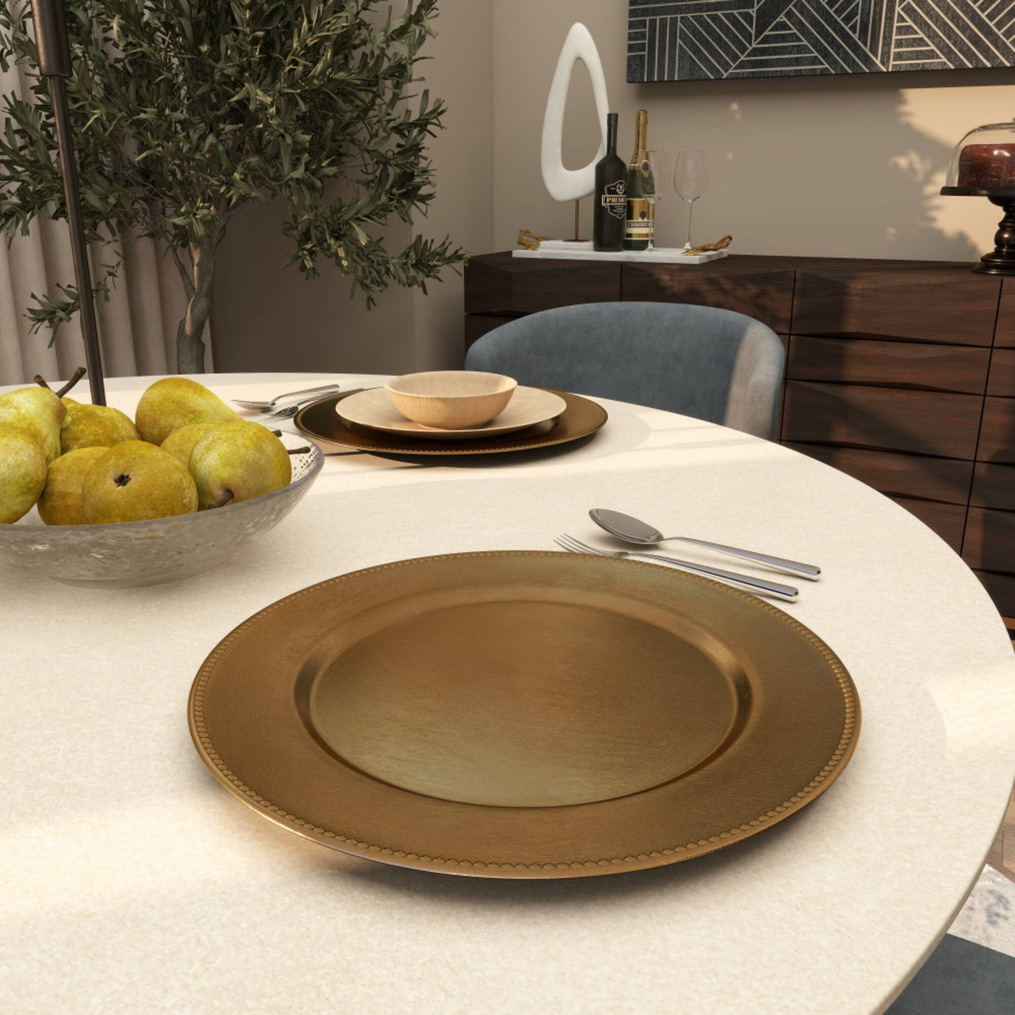 13" Gold Melamine Plastic Chargers, 8ct.
